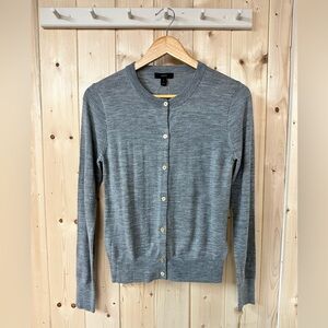 J. Crew Women's Heather Gray Crewneck Button Cardigan